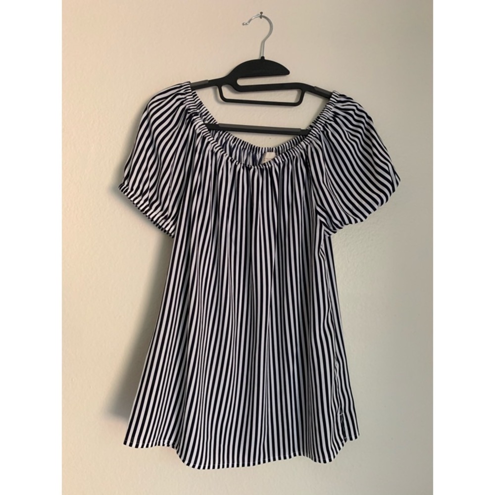 CHICOS Womens Top Shoulder Striped Blouse NWT - Picture 2 of 11